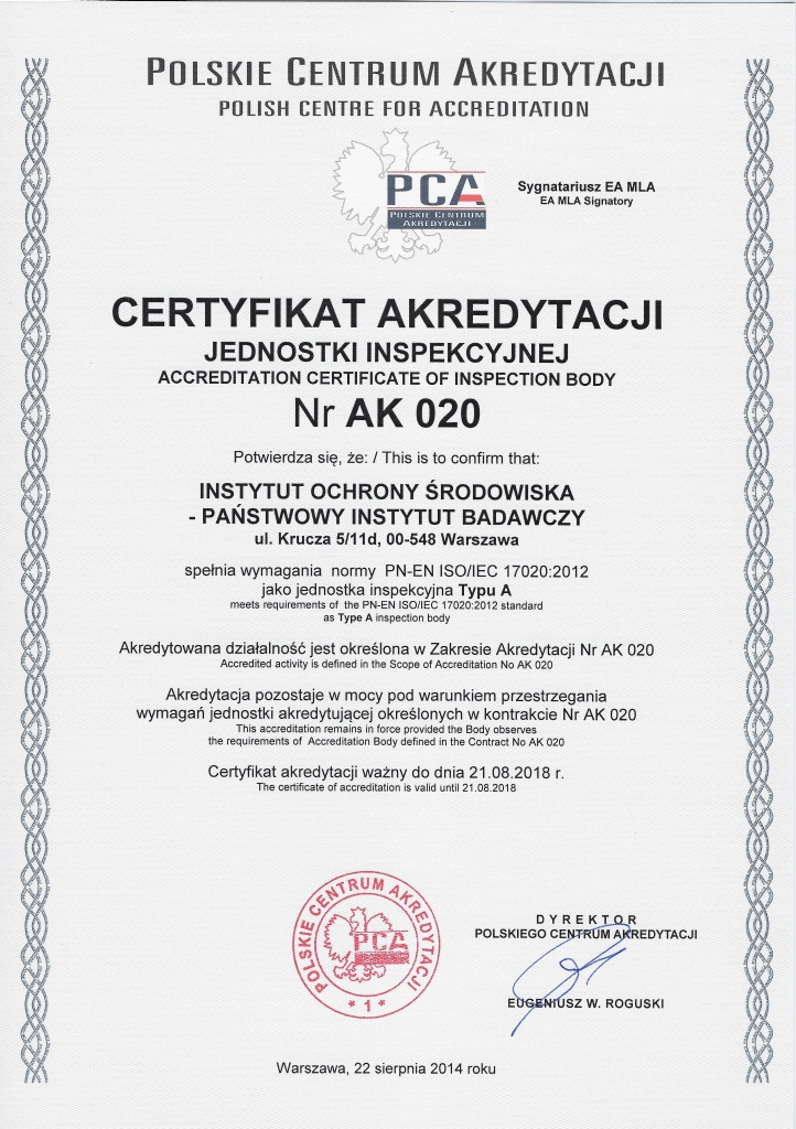 ETV Certyfikat Akredytacji AK 020